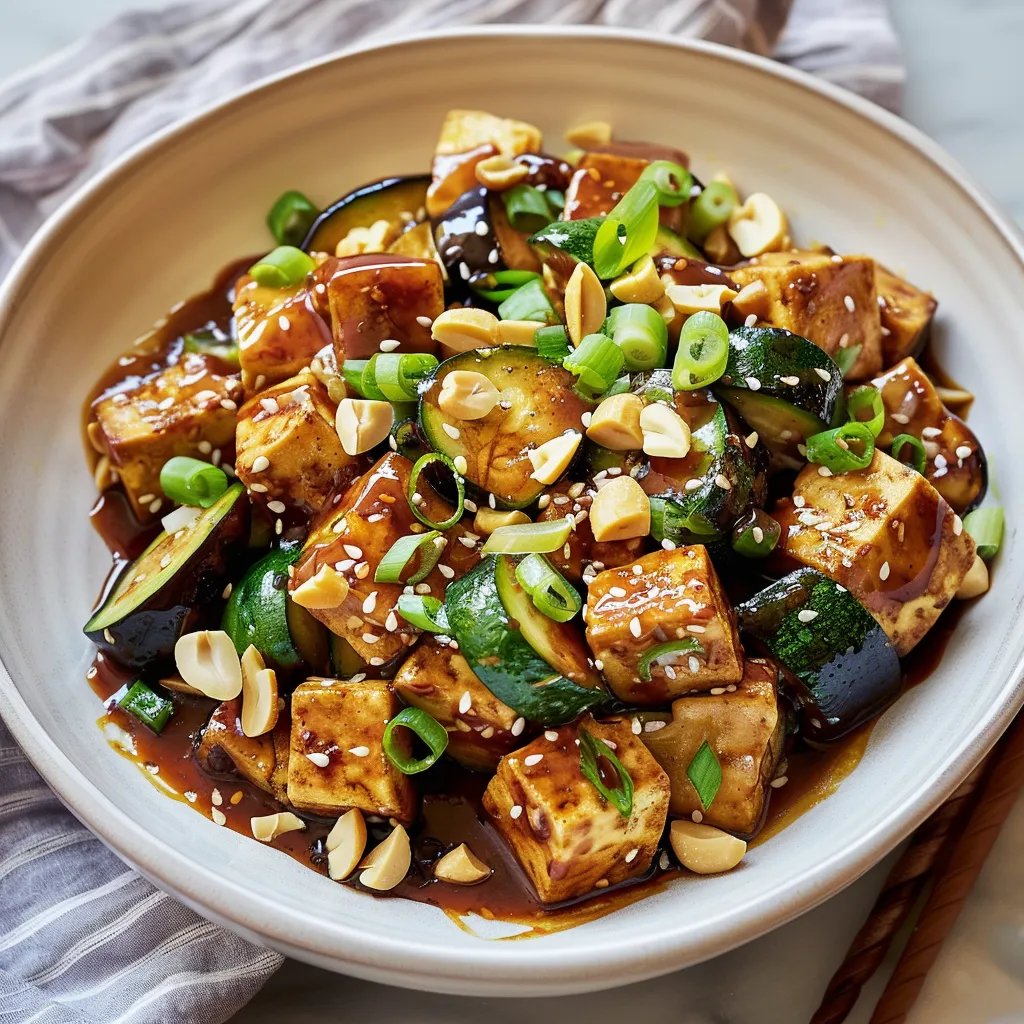 Aubergines tofu saveurs arachide