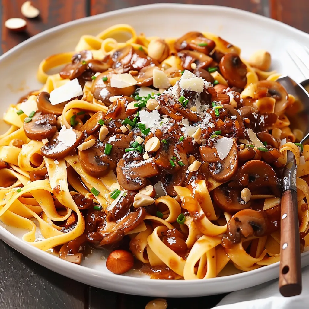 Fettuccines fondantes aux champignons et noisettes