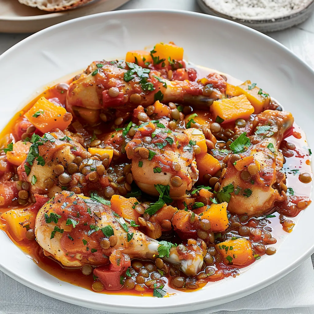 Poulet mijoté aux tomates