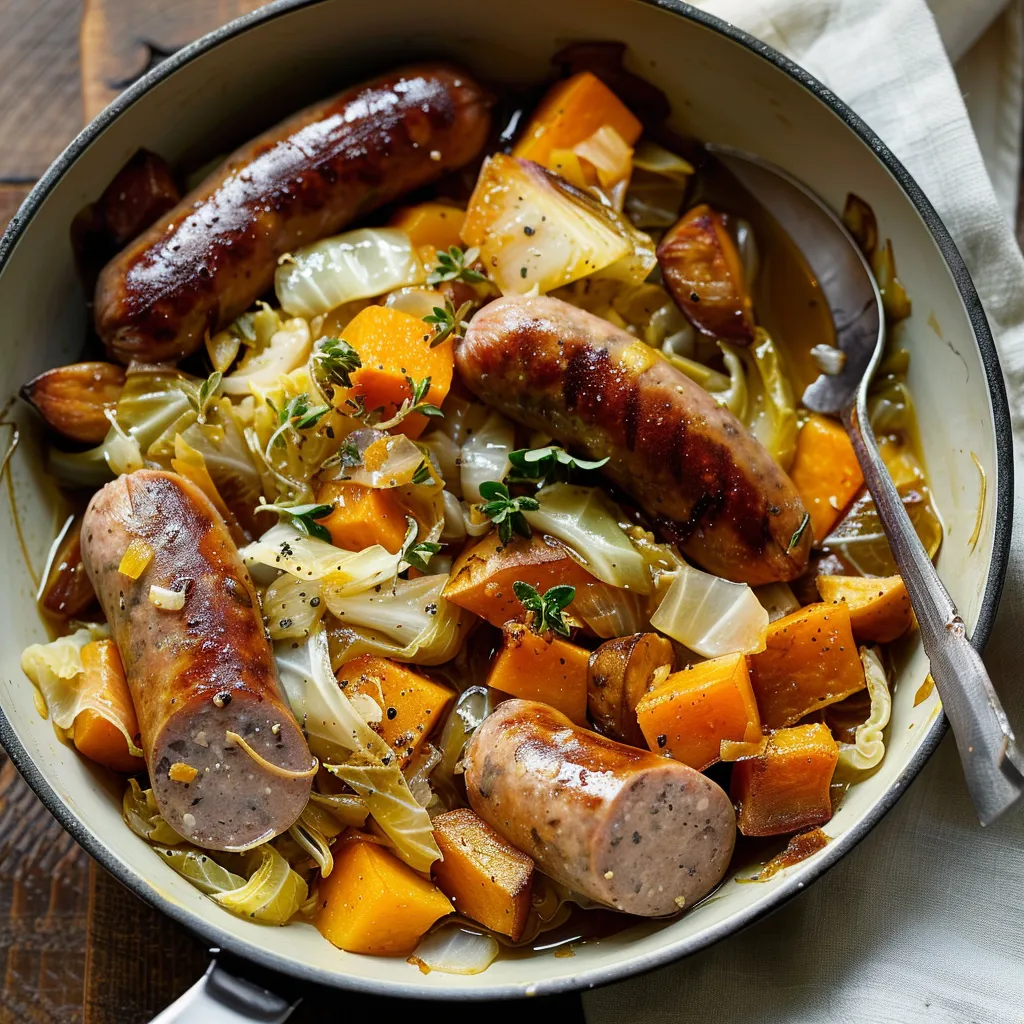 Chou tendre, saucisses et douceur