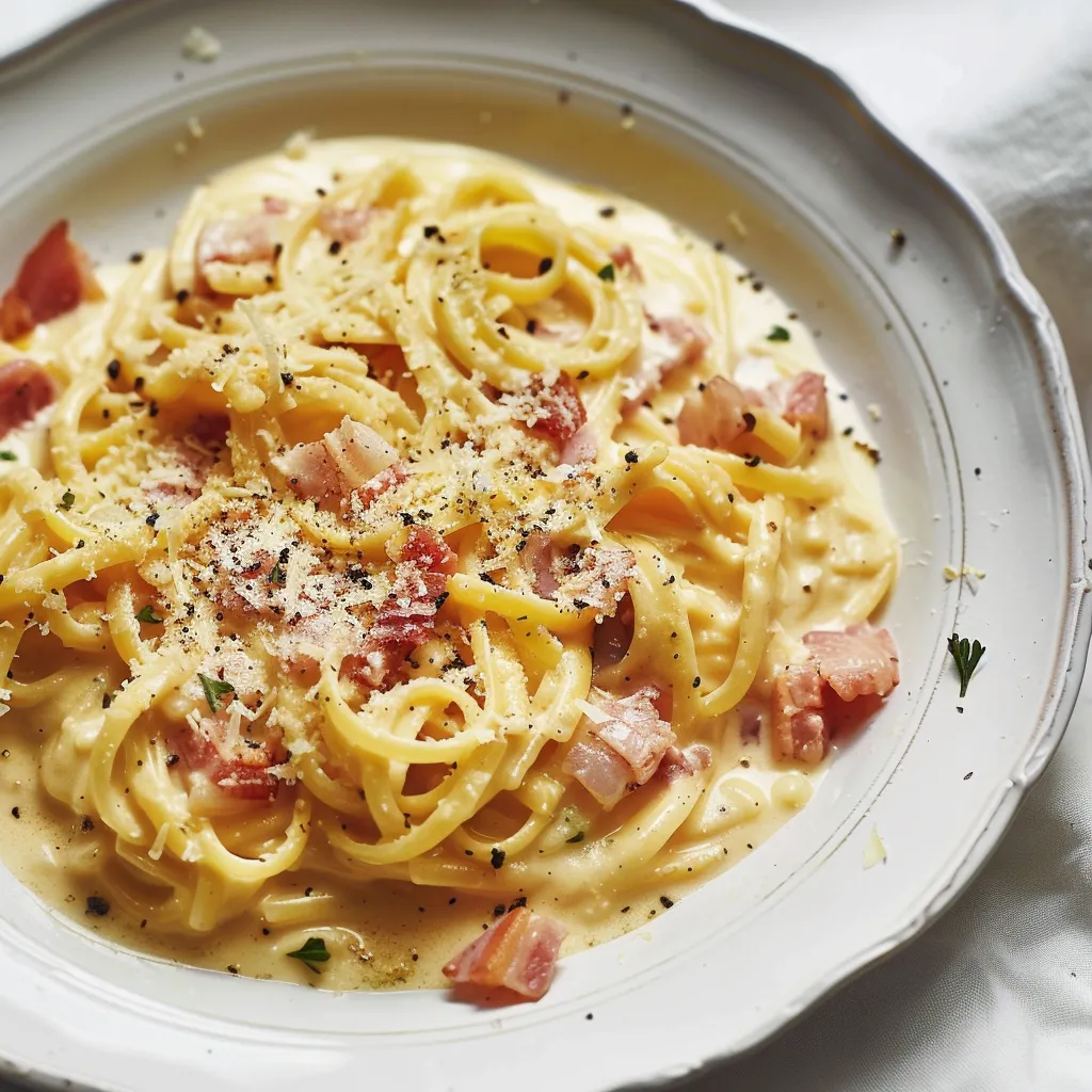 Délicieuses pâtes carbonara à l'italienne