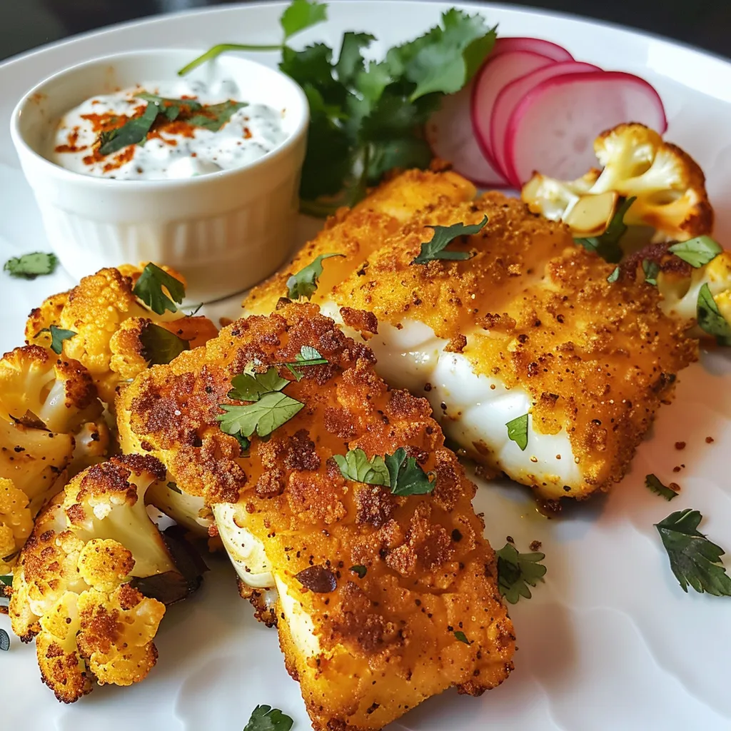 Chou-fleur et poisson au cari