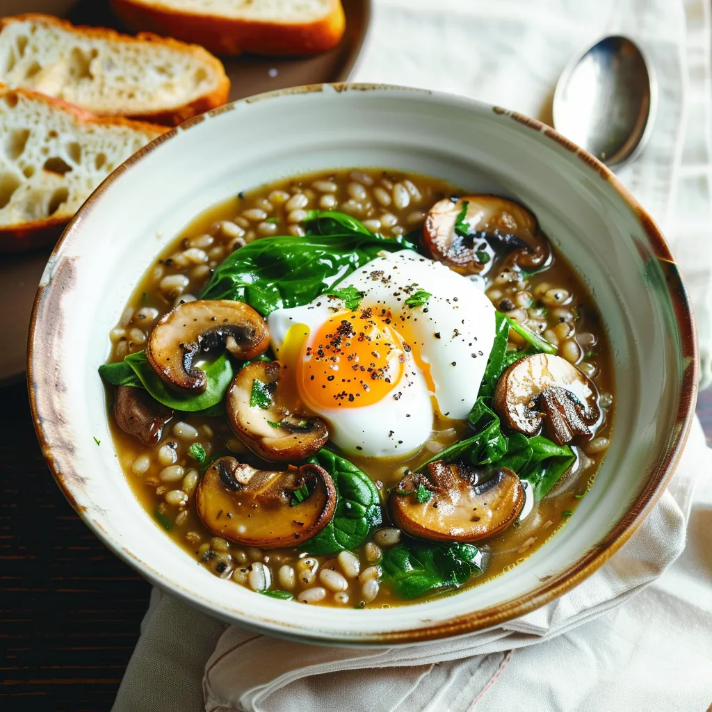 Soupe d'orge avec champignons