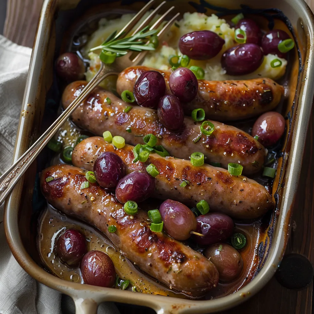 Raisins rôtis avec saucisses