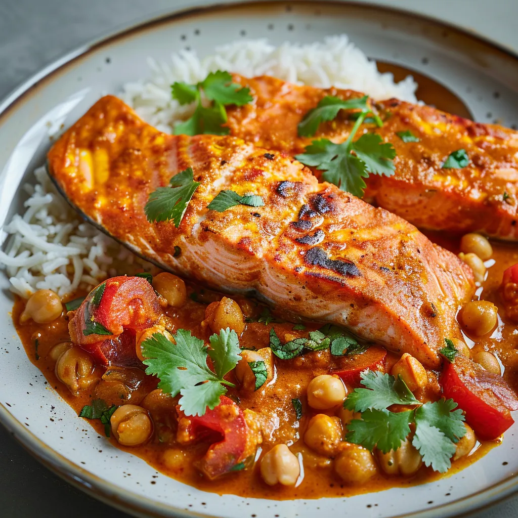 Cari saumon avec pois chiches