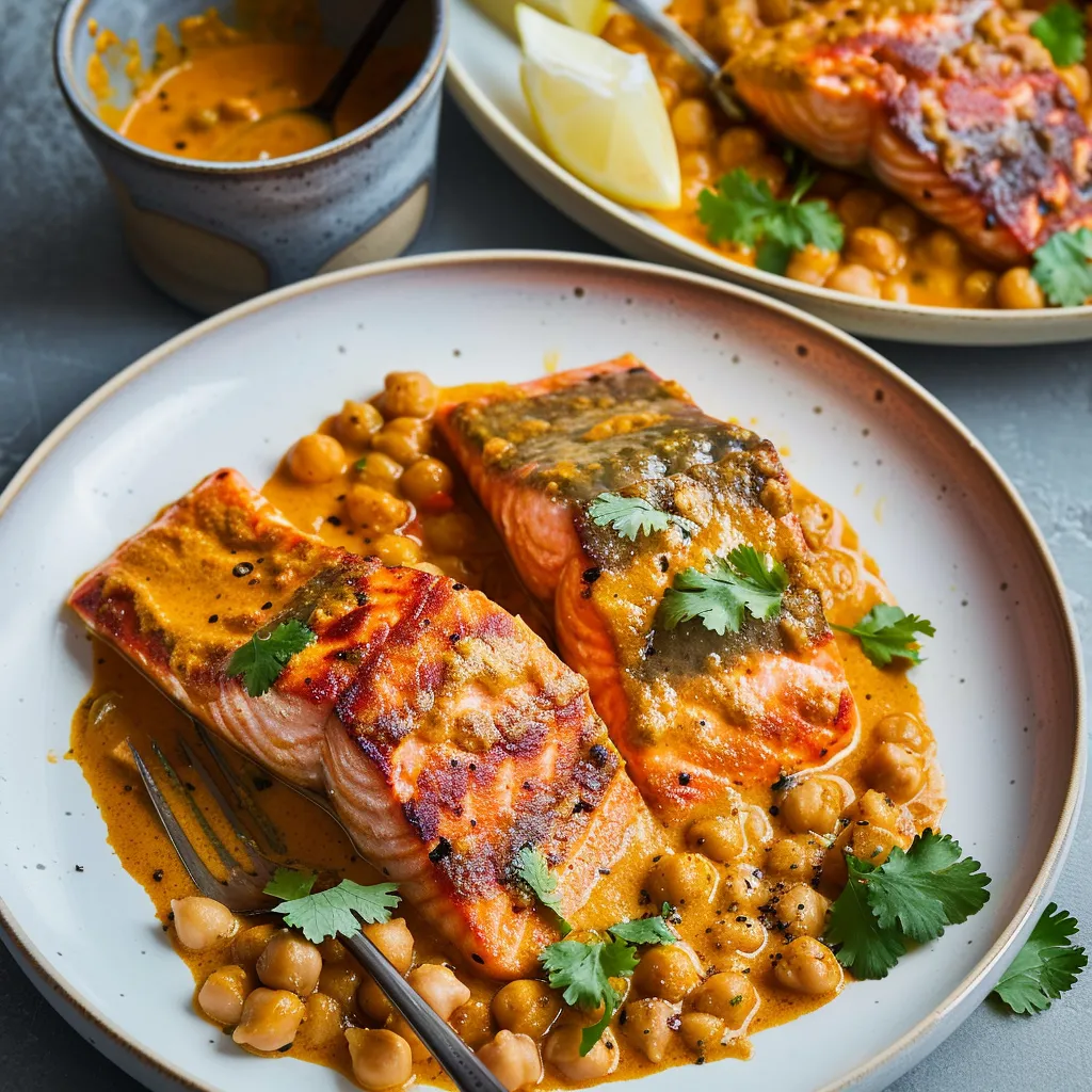 Régalez-vous avec le saumon curry pois chiches