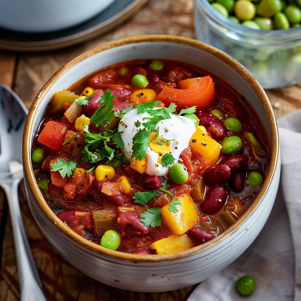 Plat savoureux de chili aux edamames