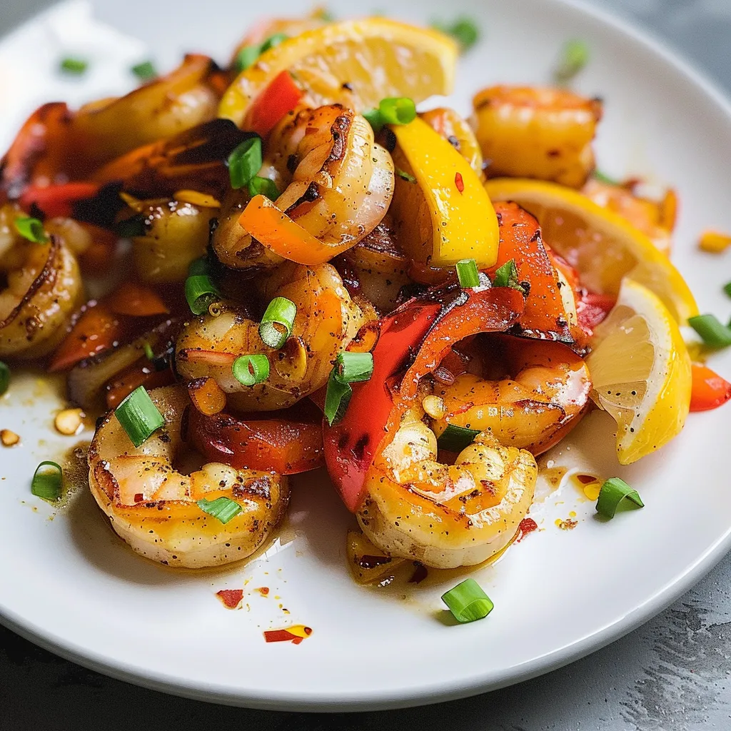 Délicieux sauté de crevettes au citron grillé