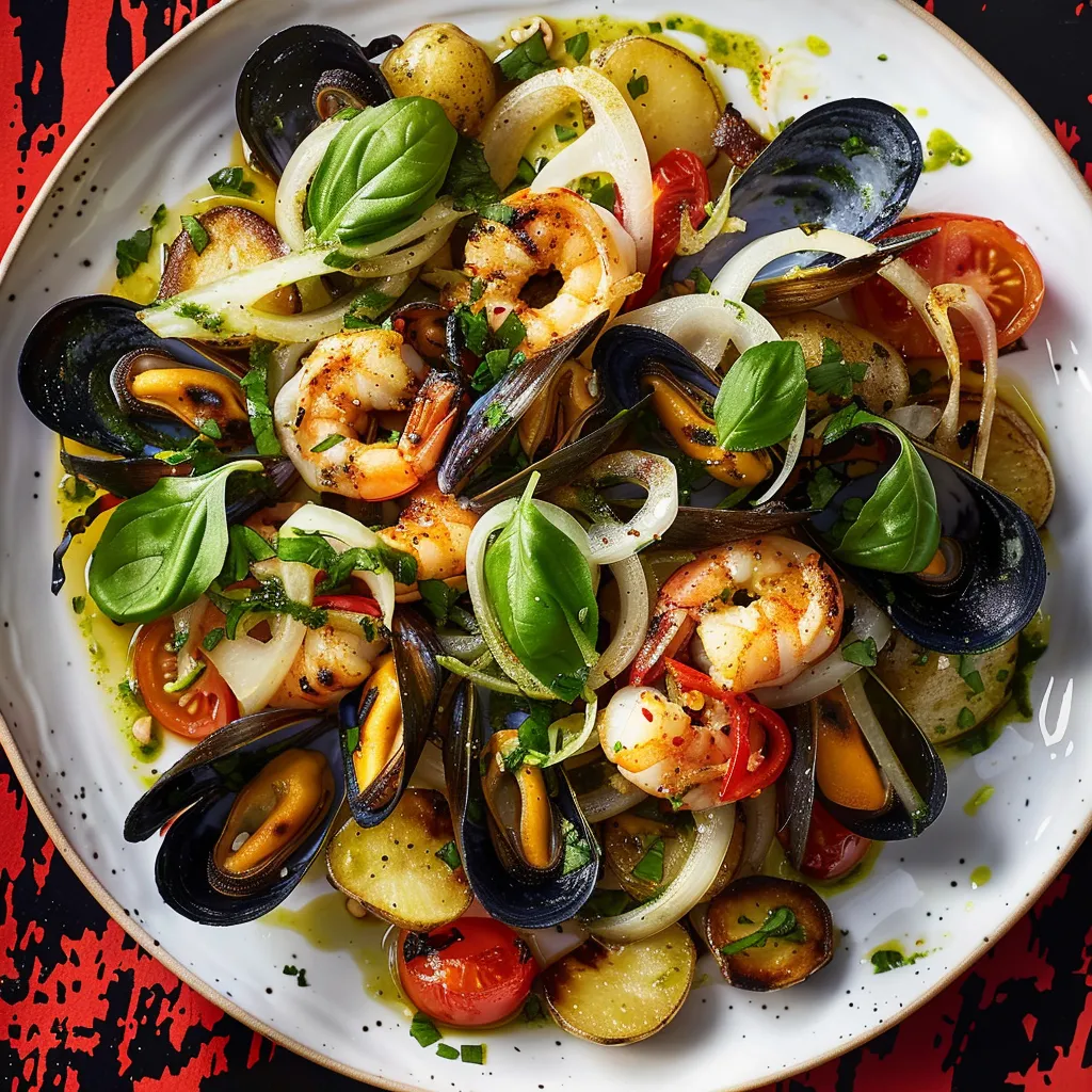 Salade fruits de mer salsa verte