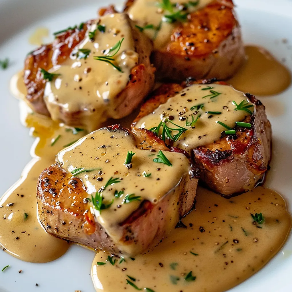 Filet mignon de porc avec sauce moutarde-crème