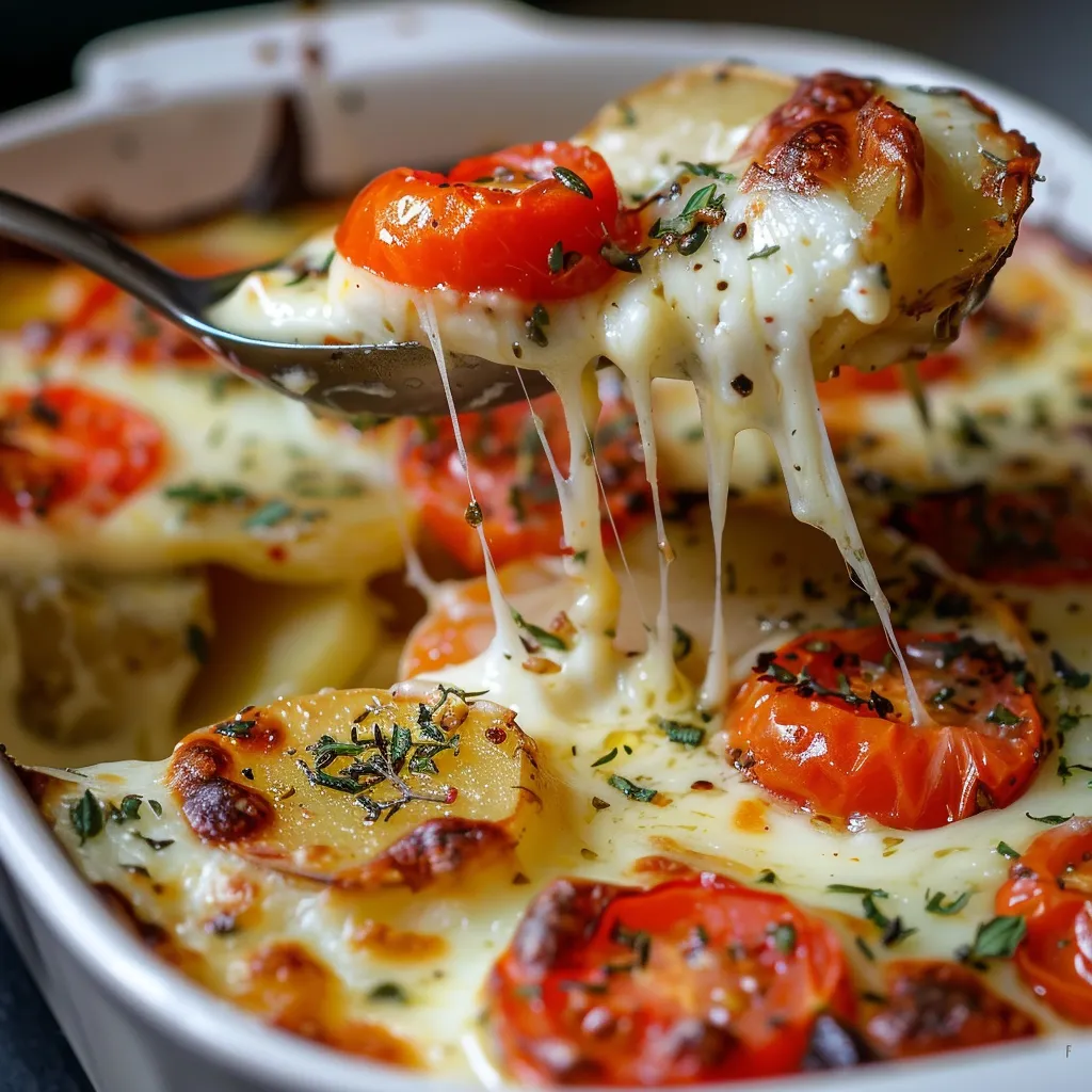 Délicieux gratin avec pommes de terre et légumes