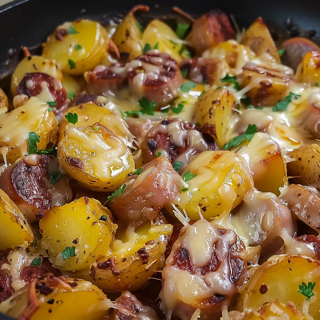 Pommes dorées et fromage fondant