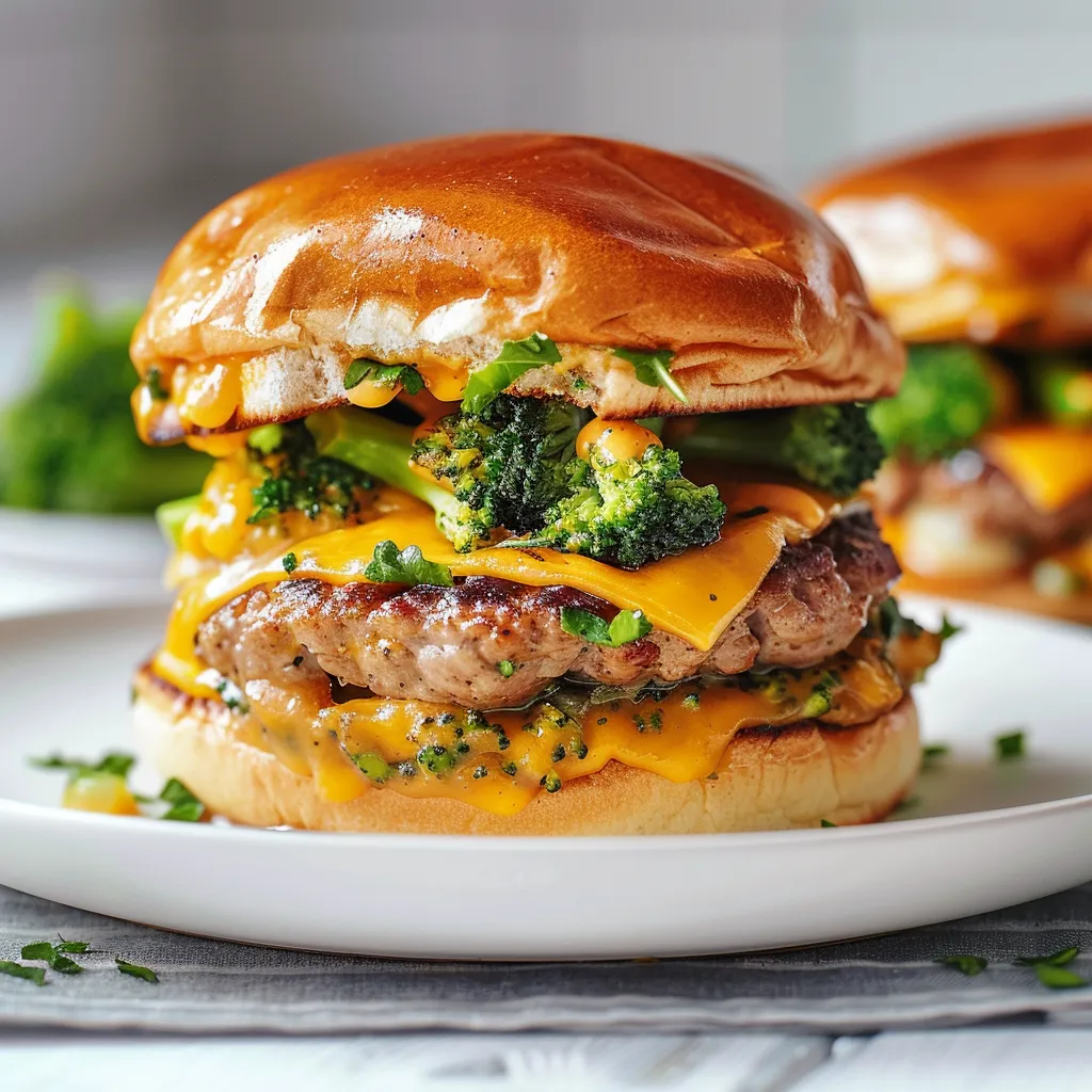 Burgers au porc et brocoli avec fromages extra fondants