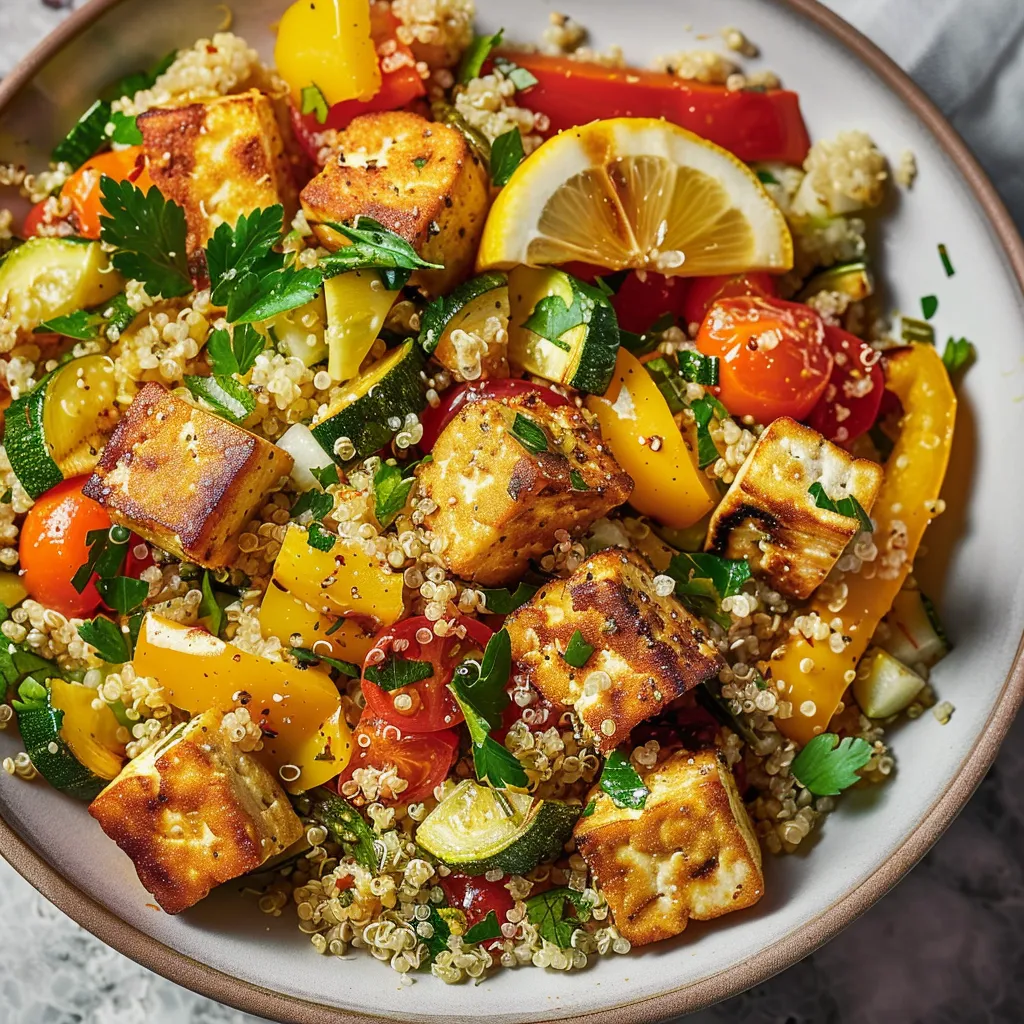 Préparez un quinoa aux légumes grillés et tofu