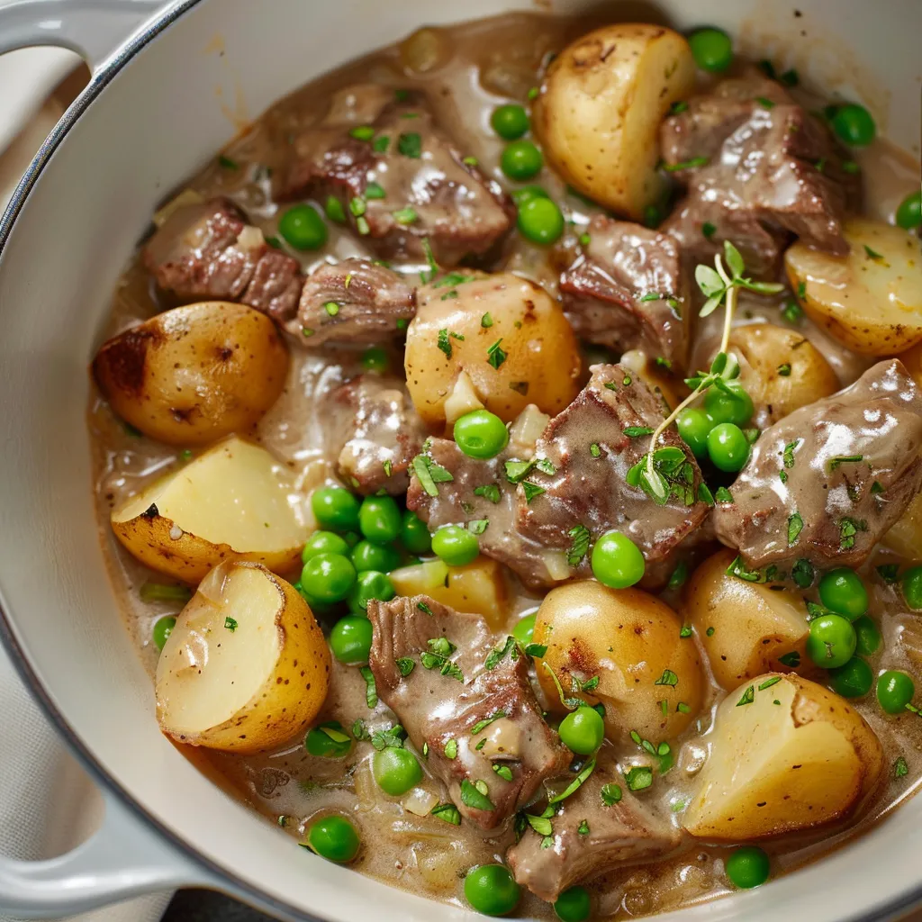 Délicieux bœuf crémeux petits pois en autocuiseur