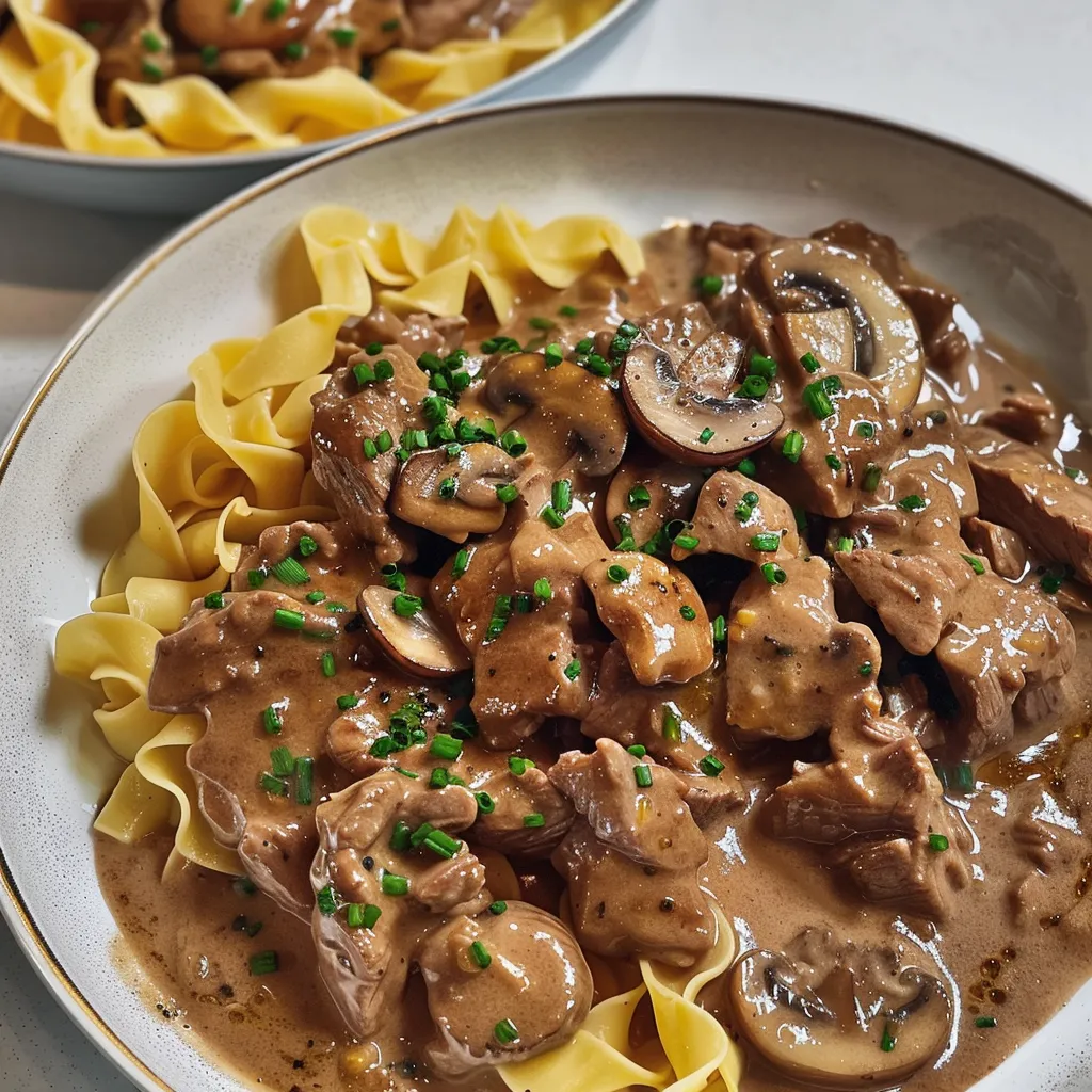 Stroganov de bœuf moelleux en autocuiseur nappé de sauce crémeuse