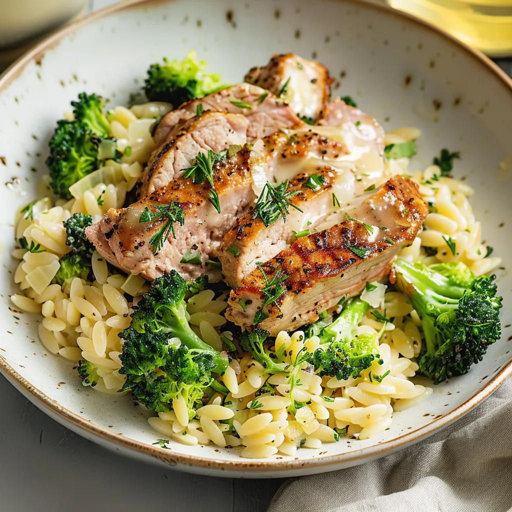 Orzotto brocoli et filet de porc aux épices gourmandes