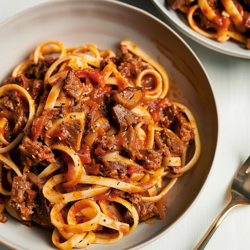 Linguines savoureuses agneau