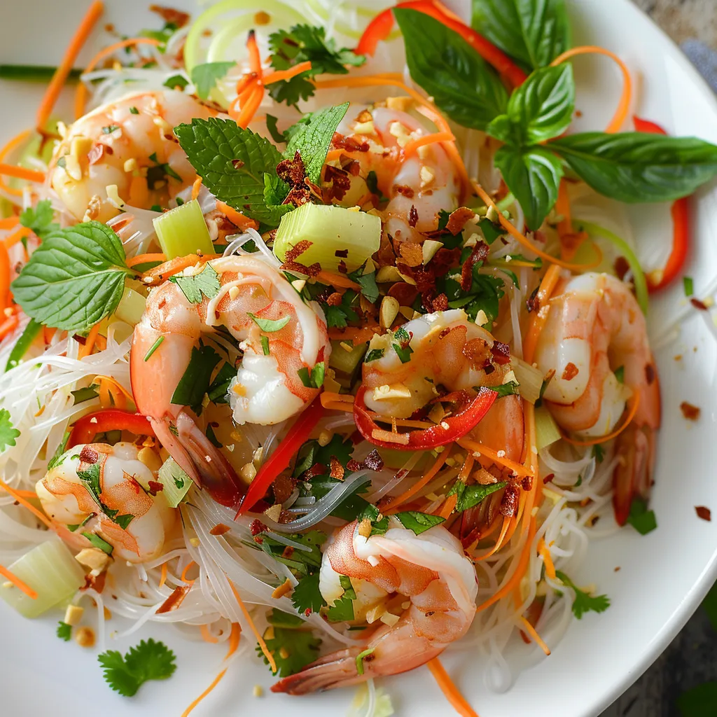 Crevettes et vermicelles frais