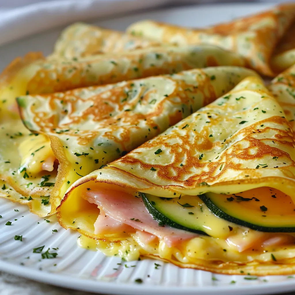 Crêpes courgette jambon fromage