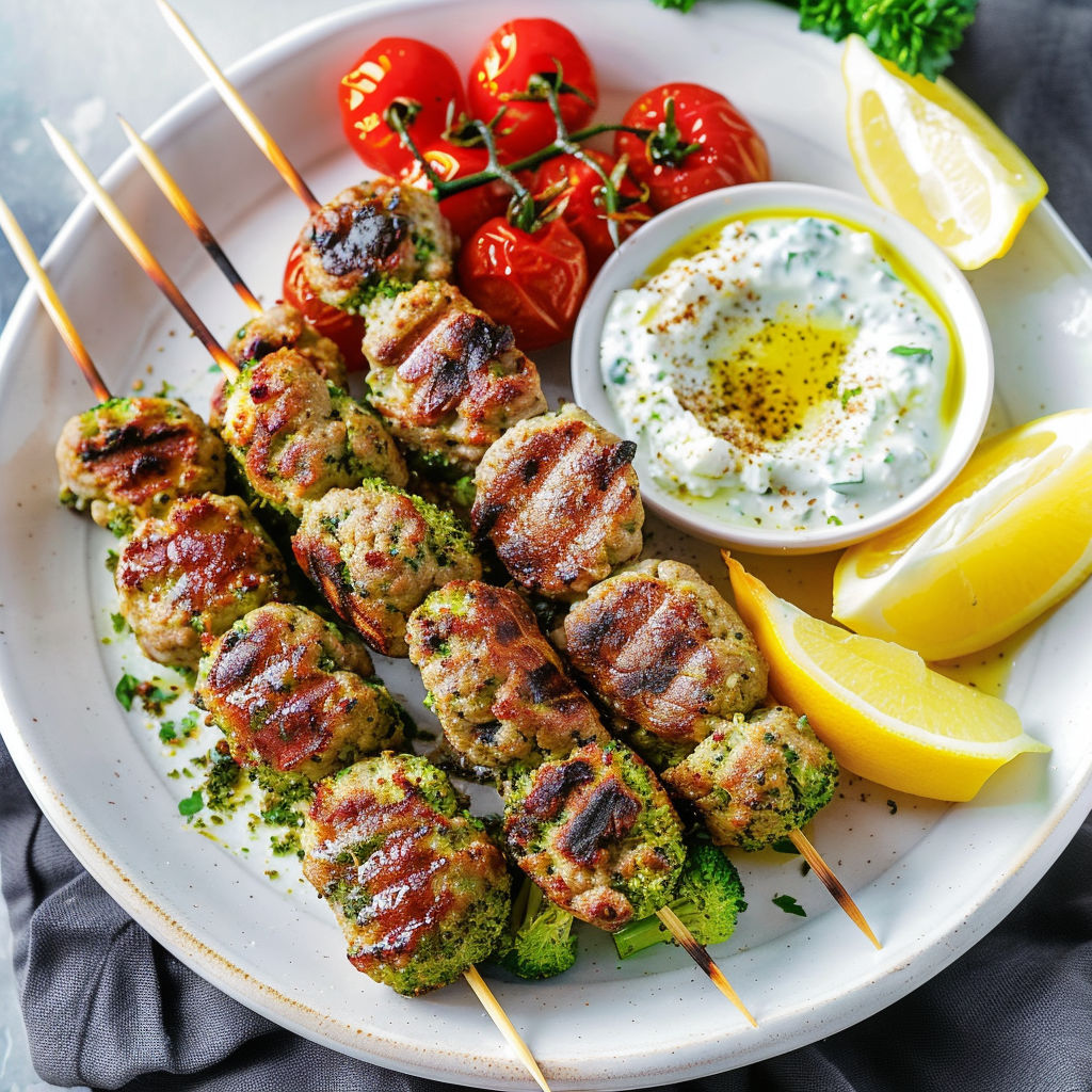 Brochettes kefta agneau brocoli