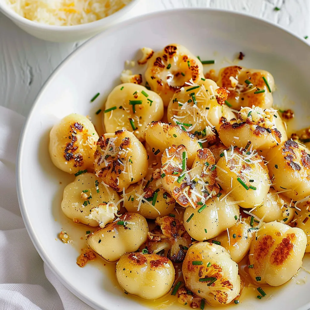 Un plat de pâtes avec des herbes et du parmesan.
