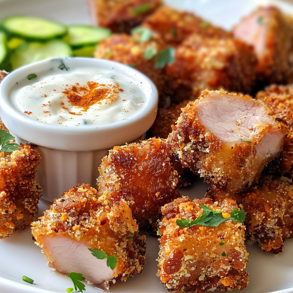 Un plat de poulet grillé accompagné d’une sauce au yaourt et fines herbes.