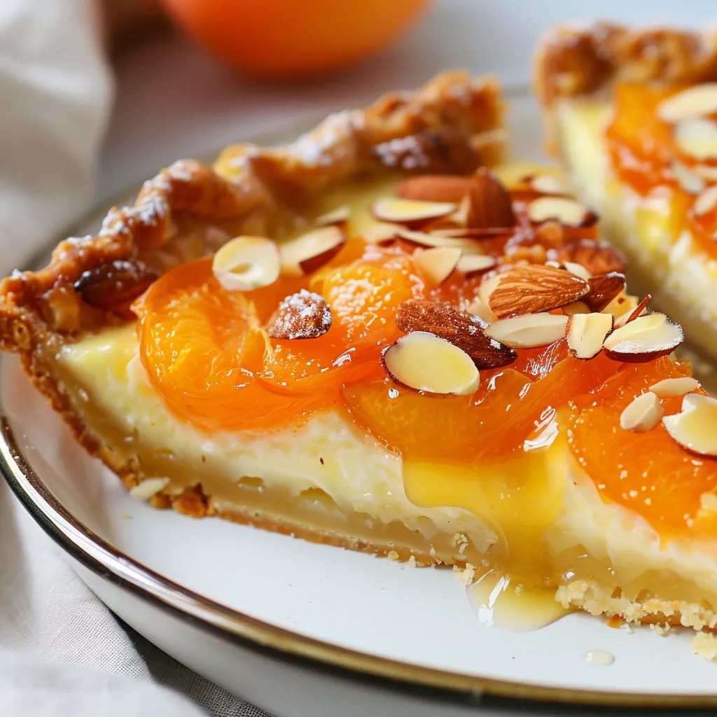 Une tarte moelleuse aux abricots et amandes, dorée et facile à partager à tout moment.