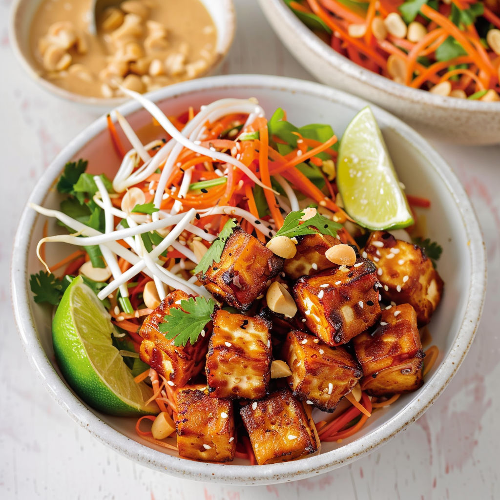 Un bol garni de carottes, noix de coco et sauce soja, le tout parsemé de coriandre.