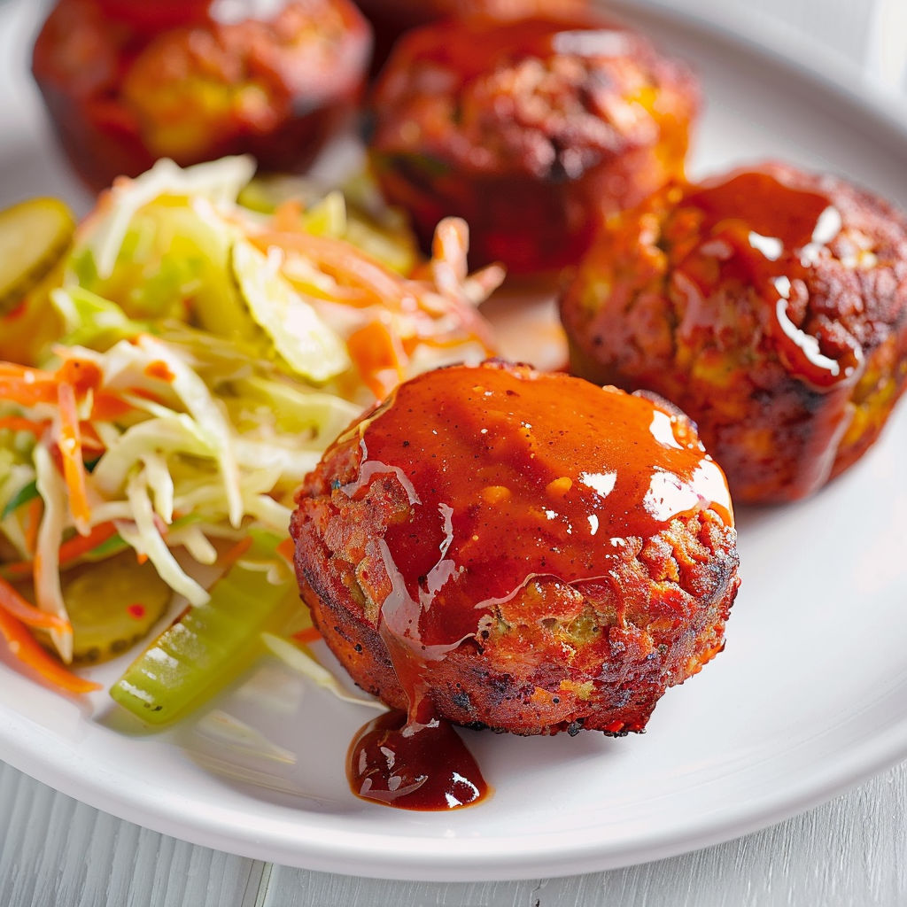 Salade de carottes à côté de pains de viande délicieusement nappés.