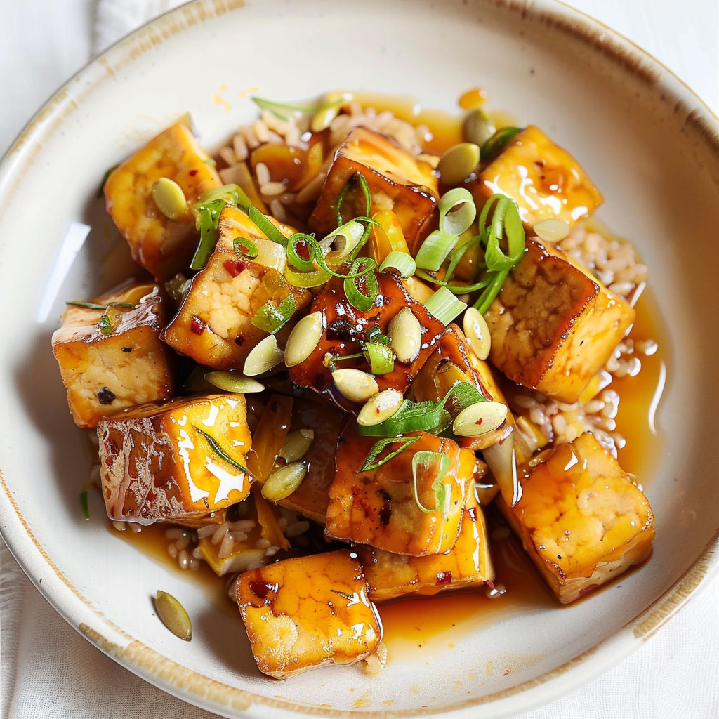 Bol rempli de riz et légumes colorés.