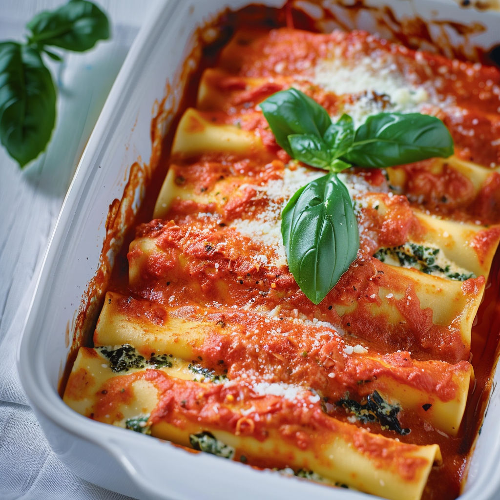 Cannellonis maison dans un plat plastique.