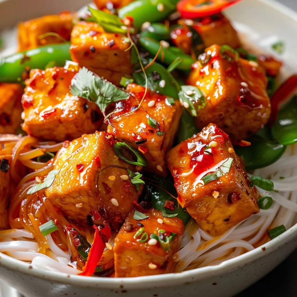 Un bol réconfortant rempli de tofu, légumes et un bouillon délicatement parfumé.
