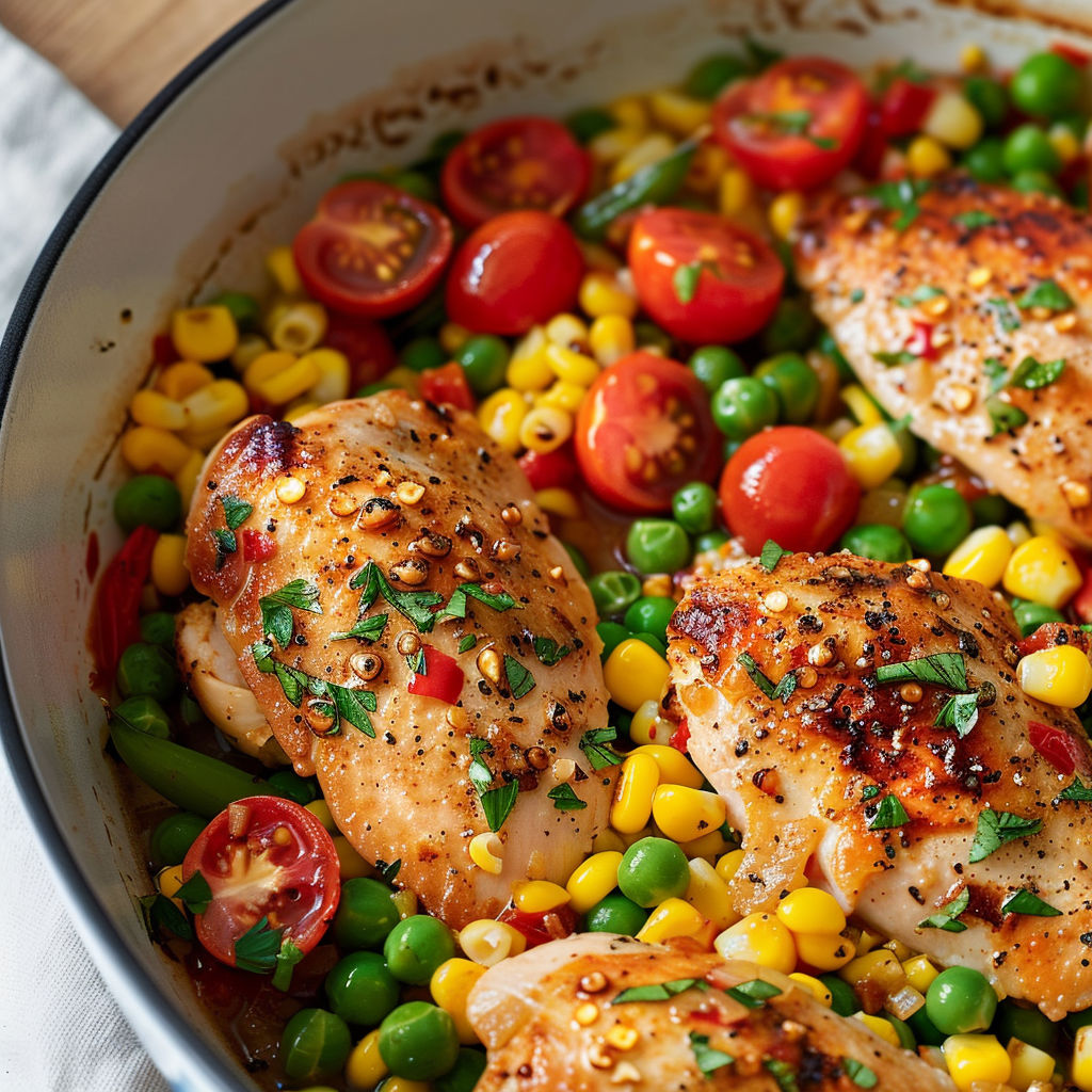 Plat mijoté de poulet avec légumes et épices.
