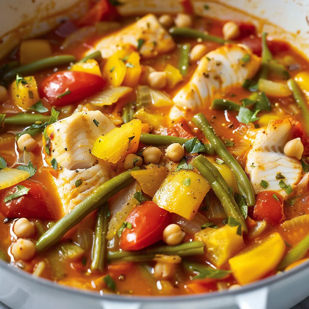 Un plat de poisson et de légumes dans un bol.