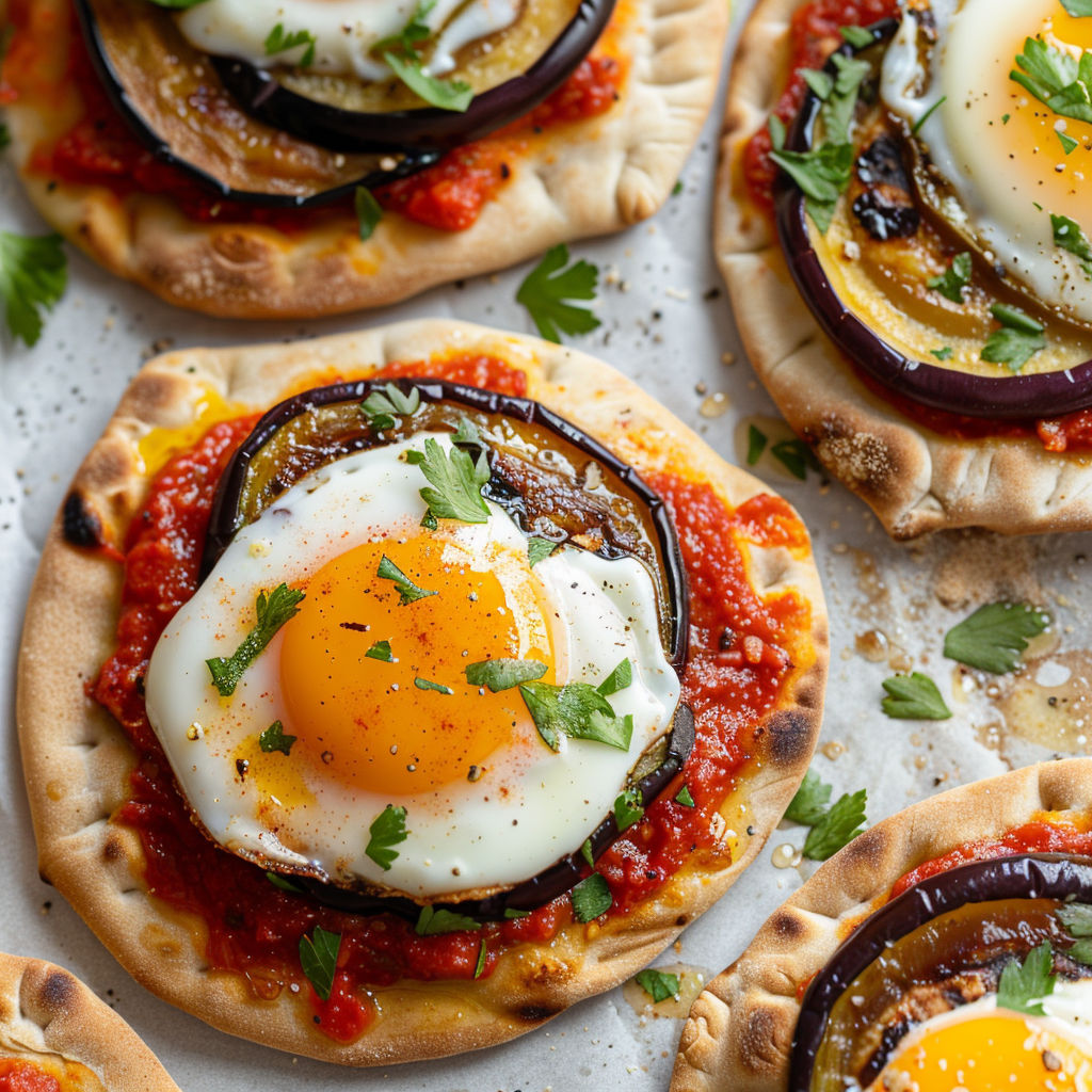 Une délicieuse pita aux œufs, fromage et légumes.