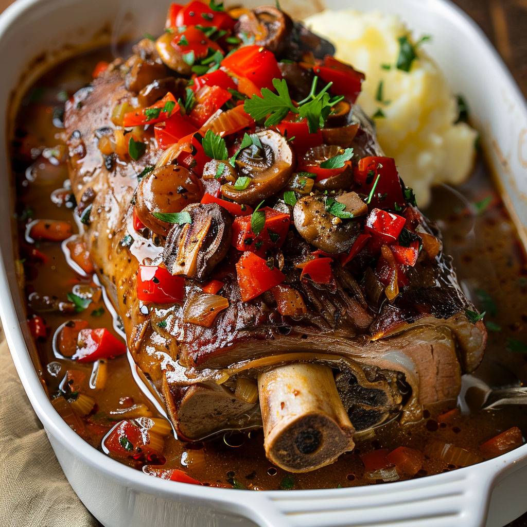 Un morceau de viande grillée posé sur des légumes avec herbes dans un bol.