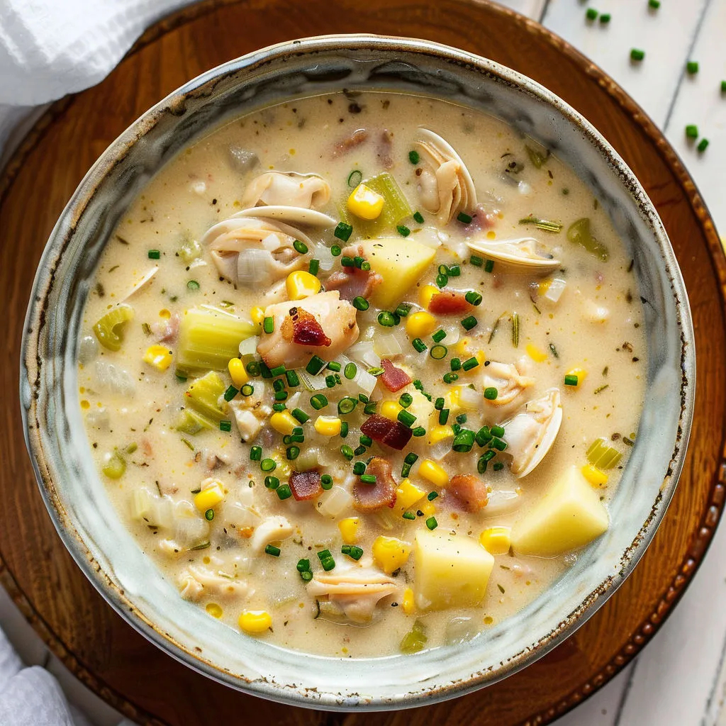 Une soupe bien chaude avec des légumes et des fruits de mer.