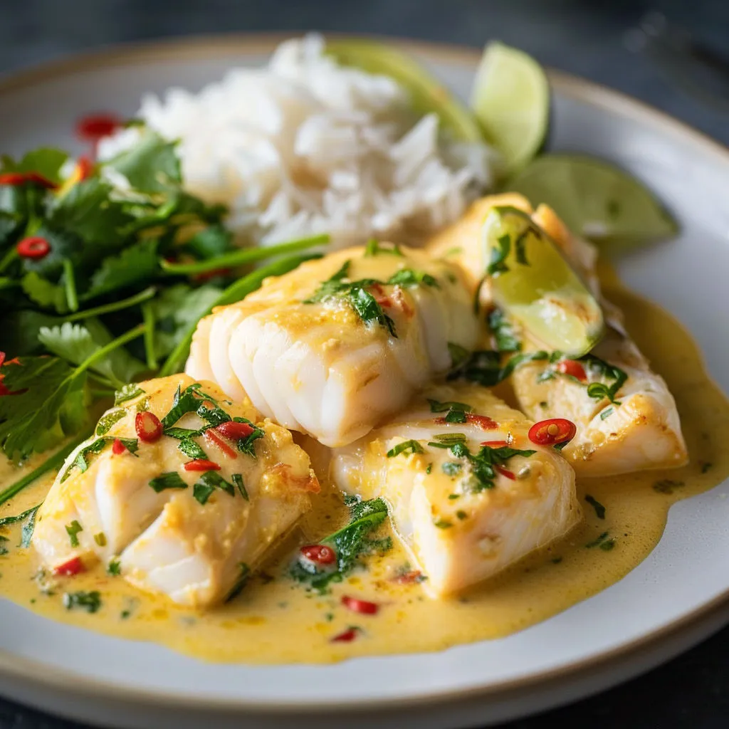 Une assiette de poisson, riz et légumes.