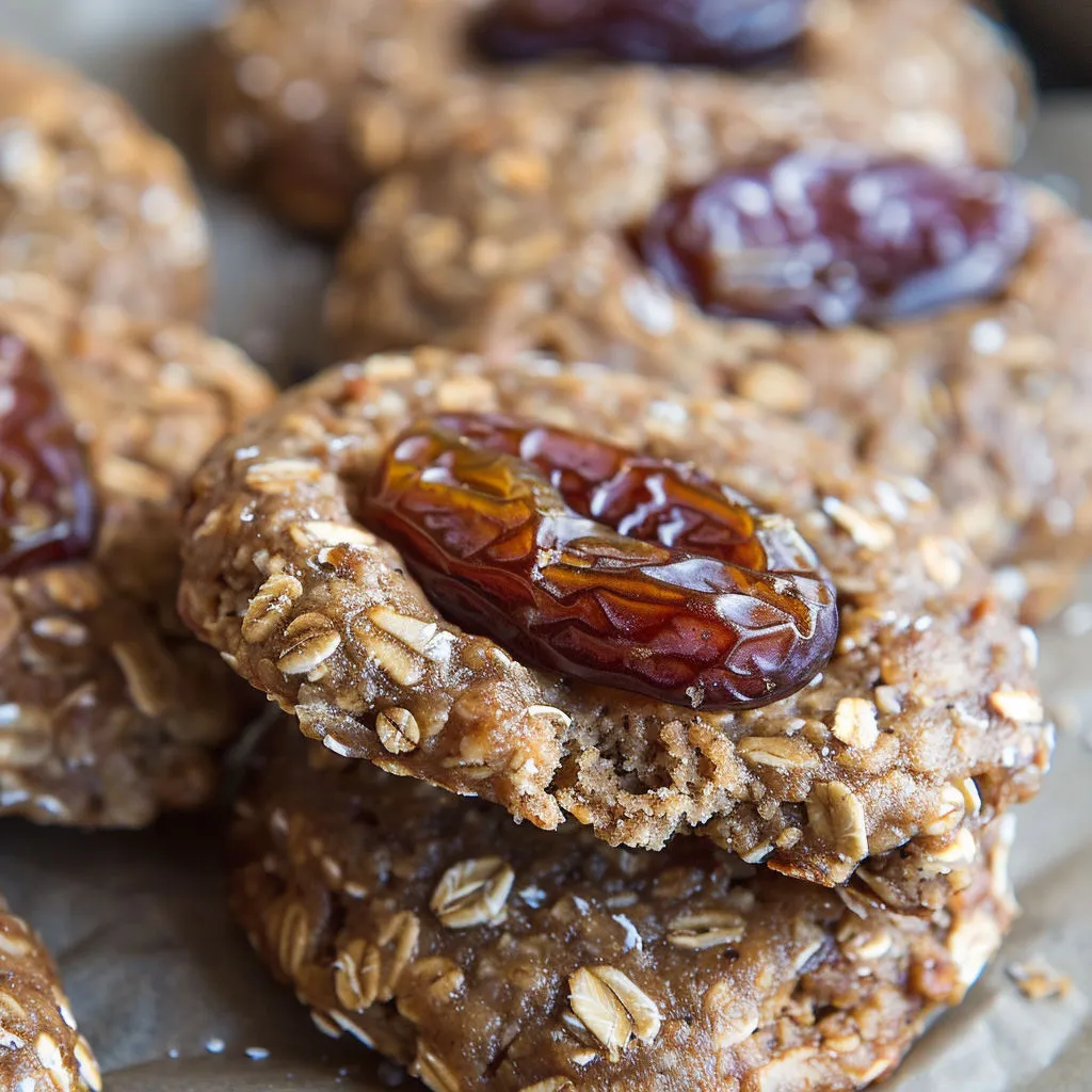 Cookies énergie aux dattes et pâte d’amande, parfaits pour un coup de boost naturel.