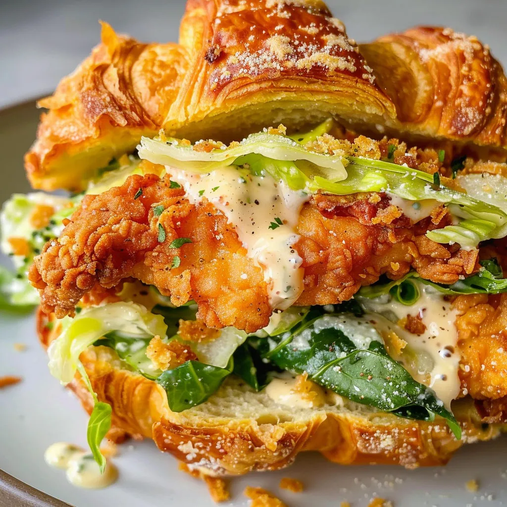 Un sandwich au poulet, saladé et plein d’herbes, avec une sauce fraîche.