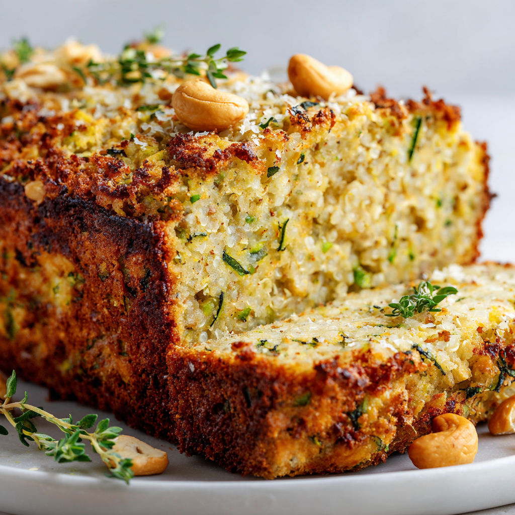 Pain baguette grillé avec des noix et des herbes sur un plateau.