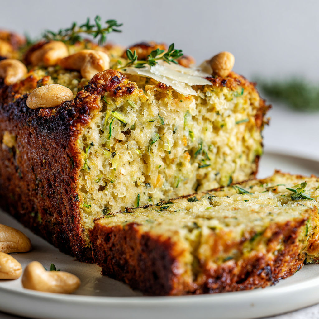 Baguette de pain pistache et piment, noix et herbes, sur un plateau.