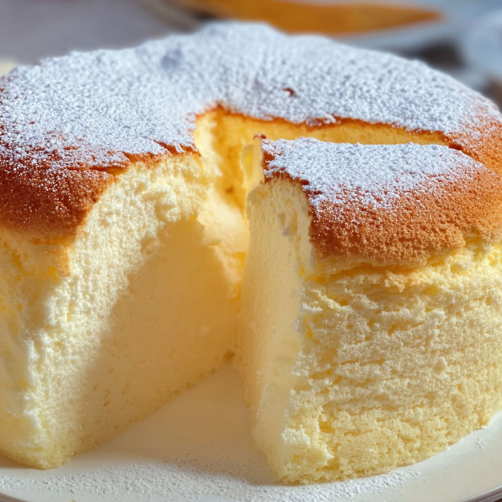 Une portion de gâteau doux vanille et yaourt avec de la pâte à cake et flocons d’avoine.