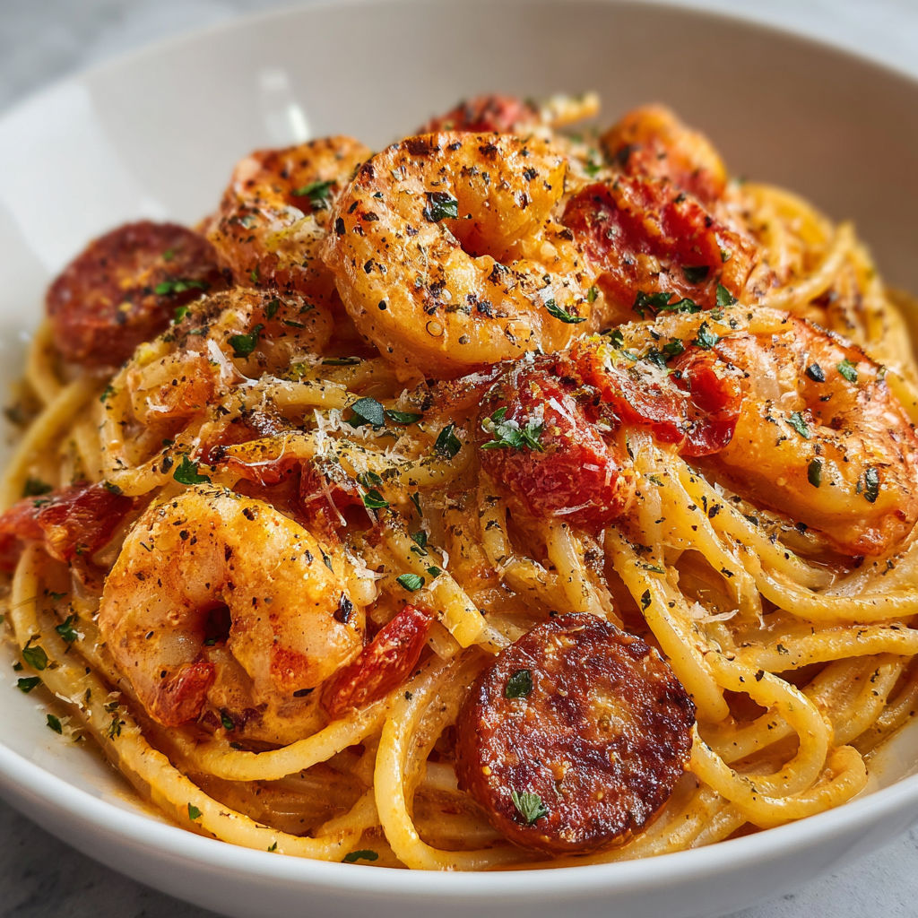 Une assiette de spaghetti carbonara avec des ailes de poulet et des herbes.