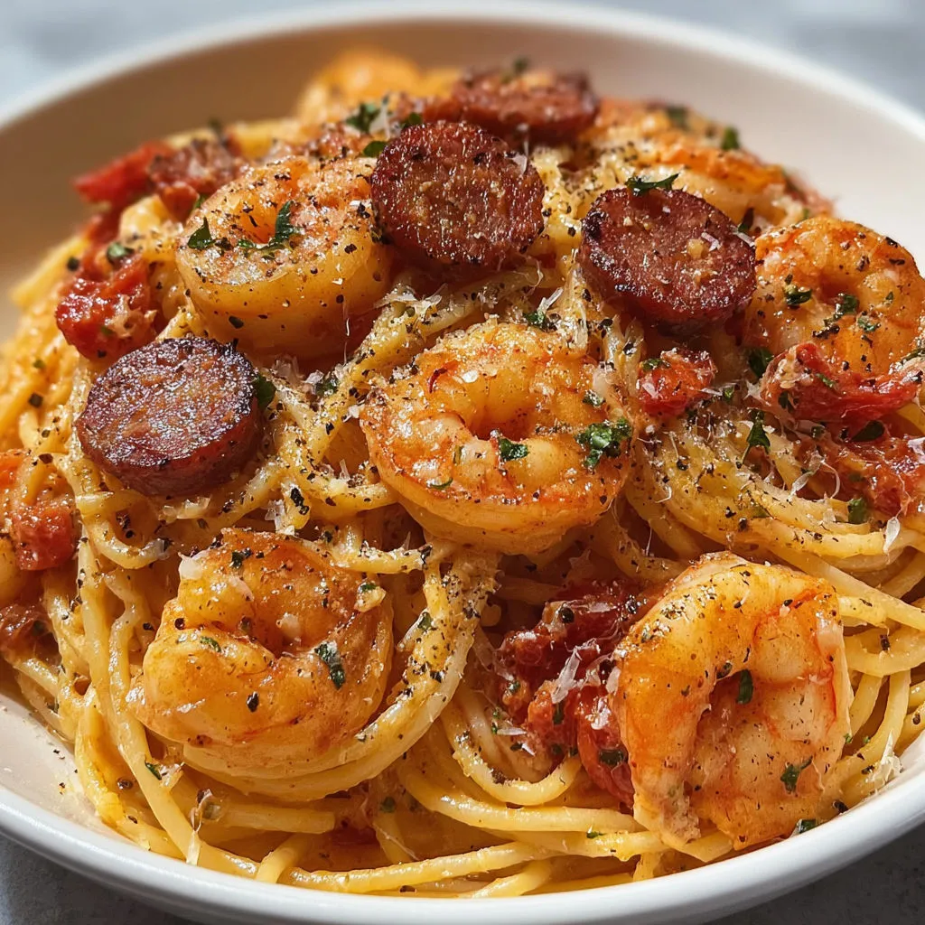 Une assiette de spaghetti avec du poulet et des herbes.