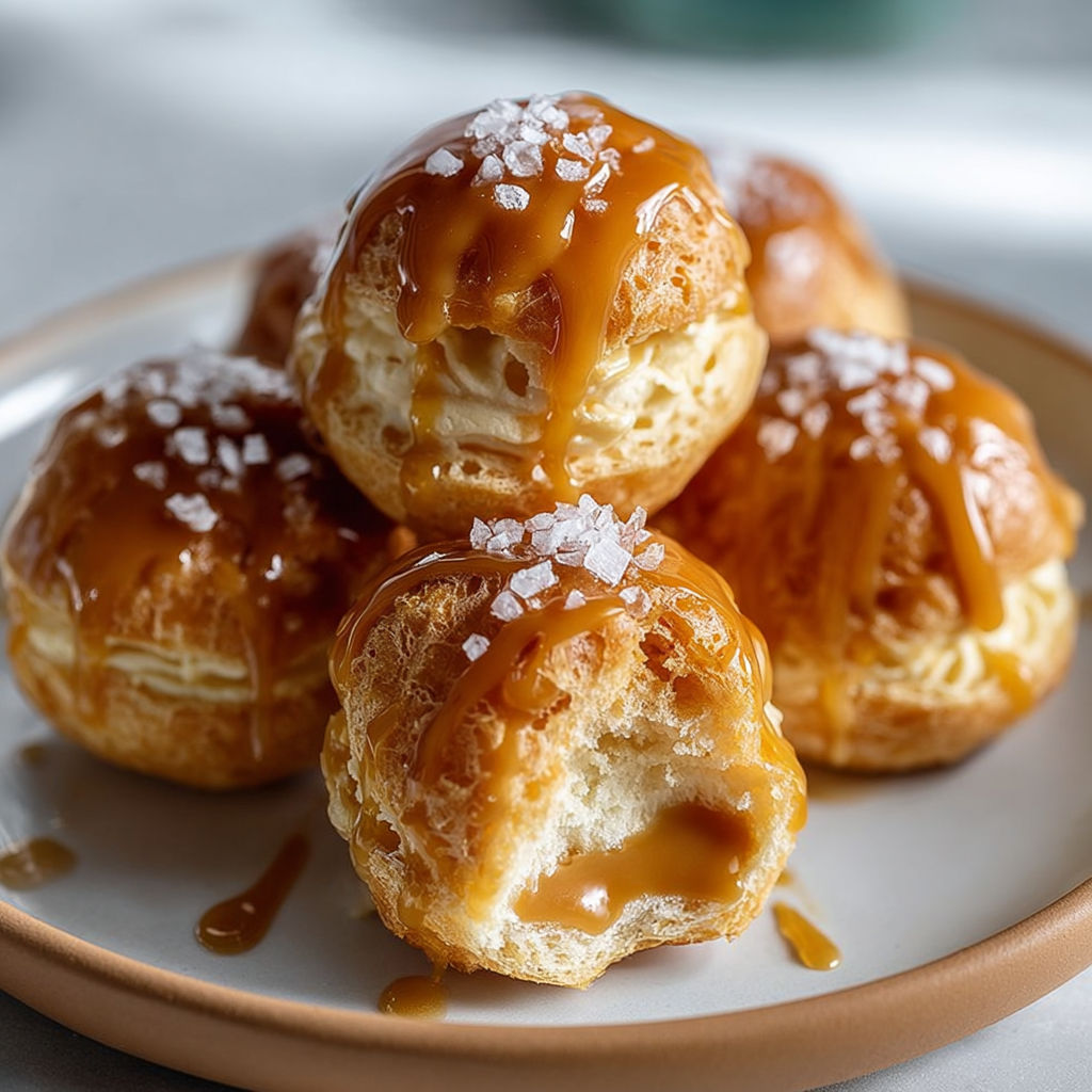 Choux au caramel doux salé.