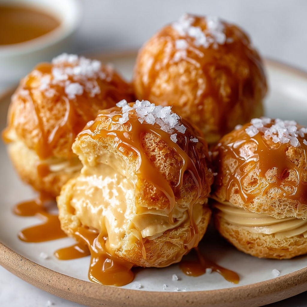 Choux ultra fondants au caramel salé maison, simple et trop bon.