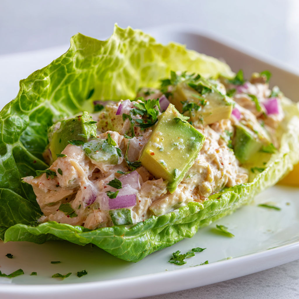 Salade de poulet pleine de légumes verts et herbes fraîches.