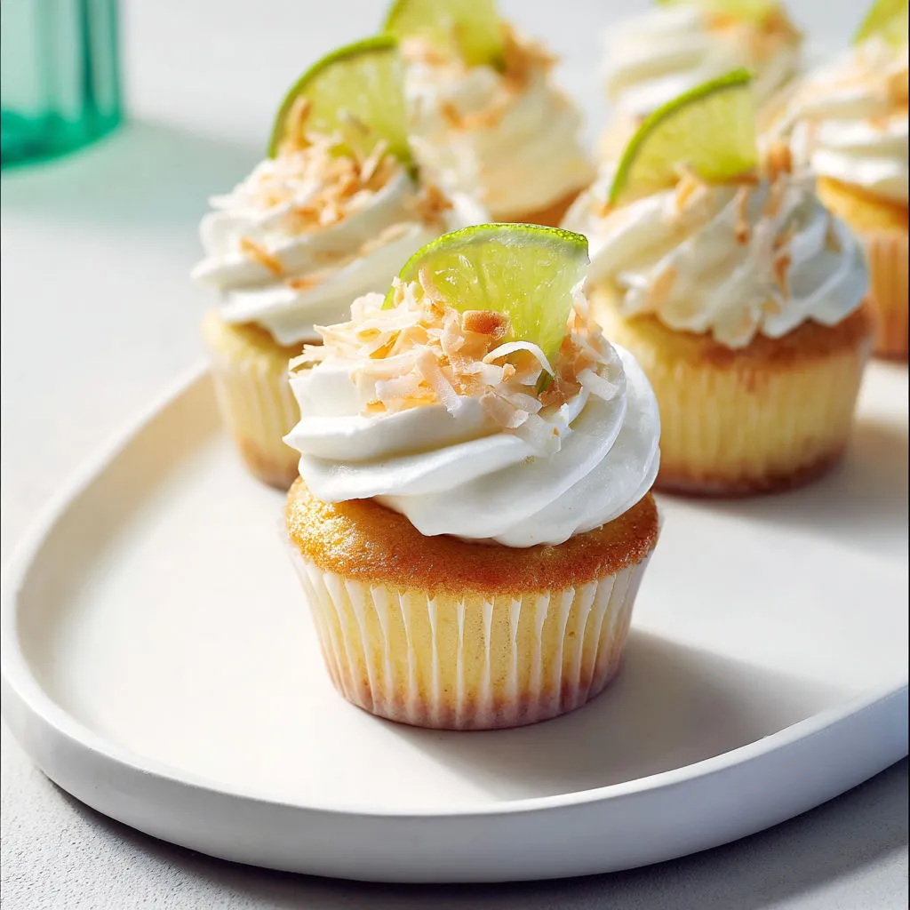 Des douceurs lime et coco toutes prêtes à déguster sur un joli plat.